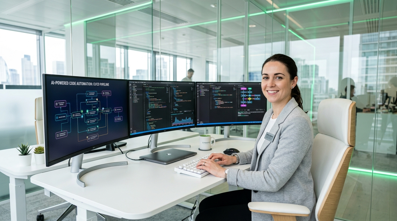 AI Automation Specialist at work in tech workspace