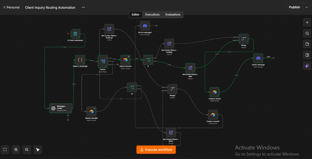 Client Inquiry Routing n8n Workflow Architecture